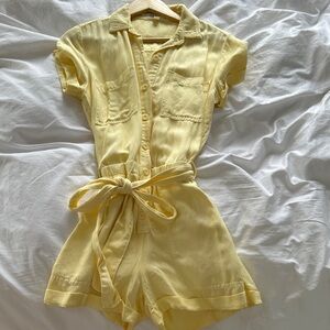 Anthropologie Light Yellow Button-Up Romper